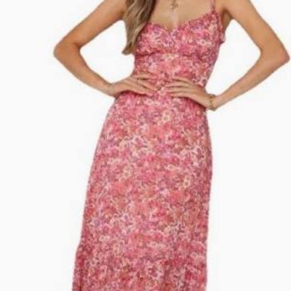 Hello Molly Pink Floral Midi Dress